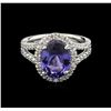 Image 1 : 3.00ct Tanzanite and Diamond Ring - 14KT White Gold