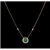 Image 2 : 3.98ct Emerald and Diamond Pendant With Chain - 18KT Yellow Gold