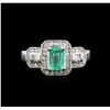 Image 1 : 14KT White Gold 0.90ct Emerald and Diamond Ring
