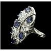 Image 2 : 14KT White Gold 3.78ctw Sapphire and Diamond Ring
