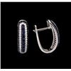 Image 2 : 0.80ctw Sapphire and Diamond Earrings - 14KT White Gold