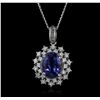 Image 1 : 14KT White Gold 3.73ct Tanzanite and Diamond Pendant With Chain