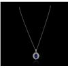 Image 2 : 14KT White Gold 3.73ct Tanzanite and Diamond Pendant With Chain