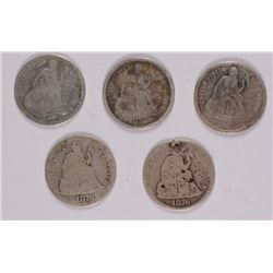 (5) 1876 SEATED DIMES