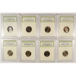 JEFFERSON NICKEL LOT: 8 COINS  3 PROOF 1963, 96-S, 02-S ALL INB PF-70, 5 INB