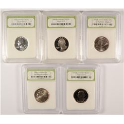 5 WASHINGTON QUARTERS: 1963, 76-S, 96-S ALL INB PR-70, 2005 WEST VIRGINIA