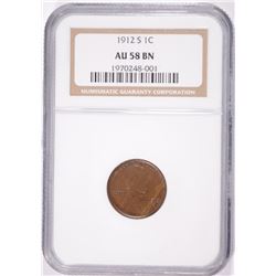 1912-S LINCOLN CENT NGC AU-58 BN