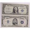 Image 1 : 1934C & 1935E $1/$5 SILVER CERTIFICATES #'s I02708372I/P70611759 CU