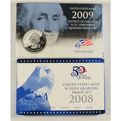 2 - QUARTER PROOF SETS; 2008 & 2009, with BOX / COA