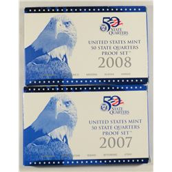 2 - QUARTER PROOF SETS - 2007 & 2008, with BOX / COA