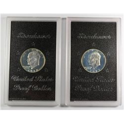 EISENHOWER SILVER PROOF DOLLARS: 1972 & 1973 IN ORIGINAL BOXES