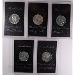 ( 5 )  PROOF 1972 EISENHOWER 40% SILVER DOLLARS IN ORIGINAL MINT PACKAGING