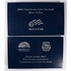 Image 5 : (2) PROOF COMMEM SILVER DOLLARS: 2003 FIRST FLIGHT & 05 MARSHALL, ORIG BOXES COA
