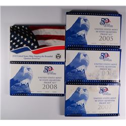 5 - U.S. PROOF QTR SETS; 2005, '06, '07, '08 , 2010