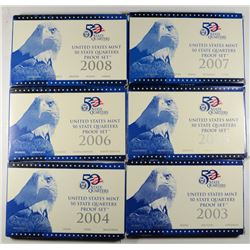 2003 THRU 2008 U.S. STATE QUARTER PROOF SETS IN ORIG BOXES WITH CERTS