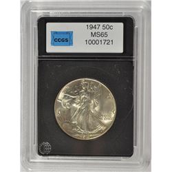 1947 WALKING LIBERTY HALF DOLLAR,  CCGS MS-65