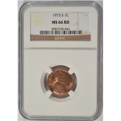 1973-S LINCOLN CENT, NGC MS-66 RED