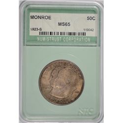 1923-S MONROE COMMEMORATIVE HALF DOLLAR, NTC MS-65  RARE!