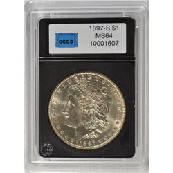 1897-S MORGAN SILVER DOLLAR, CCGS MS-64