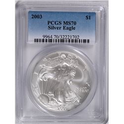 2003 AMERICAN SILVER EAGLE, PCGS MS-70! PERFECT!
