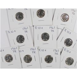 (10) 1961 PROOF ROOSEVELT DIMES