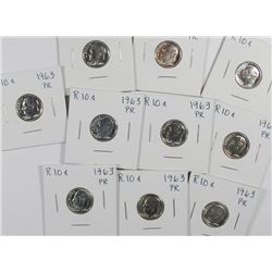 (10) 1963 PROOF ROOSEVELT DIMES