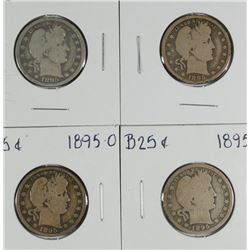 (4) 1895-O BARBER QUARTERS