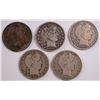 Image 1 : (5) BARBER HALF DOLLARS (1892, 1895, 1907-O, 1908-D, 1911-S)
