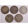 Image 2 : (5) BARBER HALF DOLLARS (1892, 1895, 1907-O, 1908-D, 1911-S)