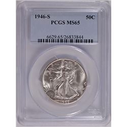 1946-S WALKING LIBERTY HALF DOLLAR PCGS MS-65