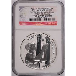 2011-W 9/11/01 (10TH ANNIVERSARY SILVER MEDAL) NGC PF-69 UC