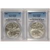 Image 1 : 2002 & 2003 AMERICAN SILVER EAGLES, PCGS MS-69