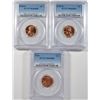 Image 1 : ( 3 ) PCGS GRADED MS-66 RED LINCOLN CENTS: 1944, 1955-D & 1958-D