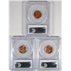 Image 2 : ( 3 ) PCGS GRADED MS-66 RED LINCOLN CENTS: 1944, 1955-D & 1958-D