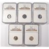 Image 1 : NGC GRADED DIMES: 1945-D MS-65, 57 PF-67, 58 PF-65, 58 PF-66 & 1960 PF-65 CAMEO