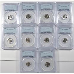 ( 10 ) 1960 ROOSEVELT DIMES, PCGS MS-65