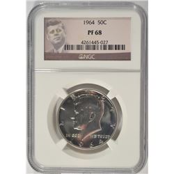 1964 KENNEDY HALF DOLLAR, NGC PF-68