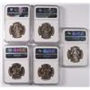 Image 2 : LOT OF ( 5 ) 1987-D KENNEDY HALF DOLLARS, NGC MS-66