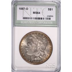 1887-O MORGAN SILVER DOLLAR, NTC MS-64  SCARCE!