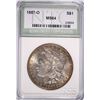 Image 1 : 1887-O MORGAN SILVER DOLLAR, NTC MS-64  SCARCE!