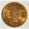 Image 2 : 1892-S $20.00 GOLD LIBERTY, CCGS MS-64+  FROSTY LUSTRE!  RARE