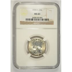 1935-S WASHINGTON QUARTER NGC MS-61