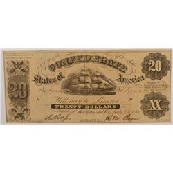 1861 $20 CONFEDERATE STATES OF AMERICA NOTE (T-18) VF/XF