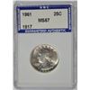 Image 1 : 1961 WASHINGTON QUARTER, UNC GRADED MS-67  TRENDS FOR $3000.00