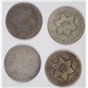 (4) THREE CENT SILVER'S (1851, 1853, 1854, 1855)
