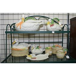 Large selection of Fitz and Floyd  Le Canard  tableware including large lidded soup tureen with hand