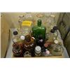 Image 1 : Wooden crate filled with jars and collectible bottles etc.