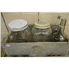 Image 2 : Wooden crate filled with jars and collectible bottles etc.