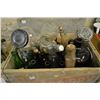 Image 3 : Wooden crate filled with jars and collectible bottles etc.