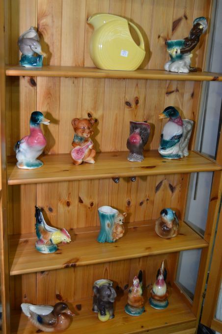 Thirteen Collectible Figural Vases And A Fiesta Ware Pitcher